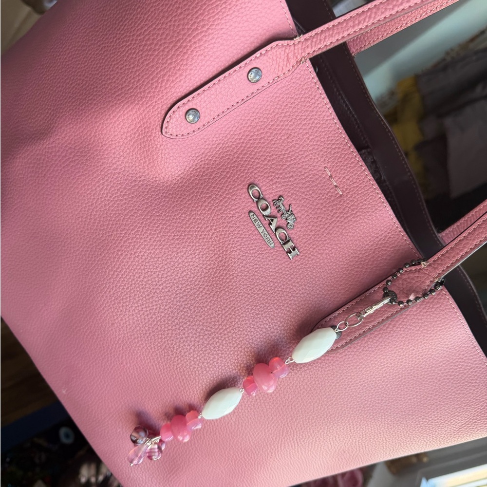 Handmade Glass Pink Bag Charm